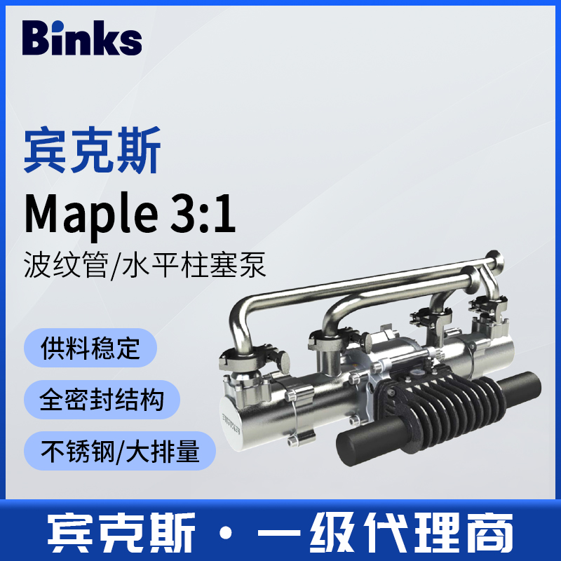 美国Binks宾克斯Maple波纹管泵3:1不锈钢全密封大流量水平柱塞泵