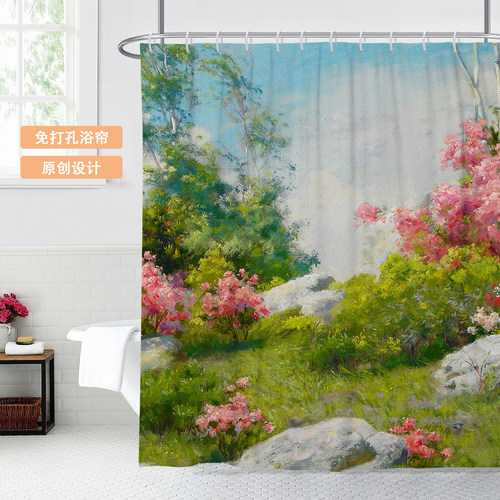 防水防霉浴帘风景加厚少女