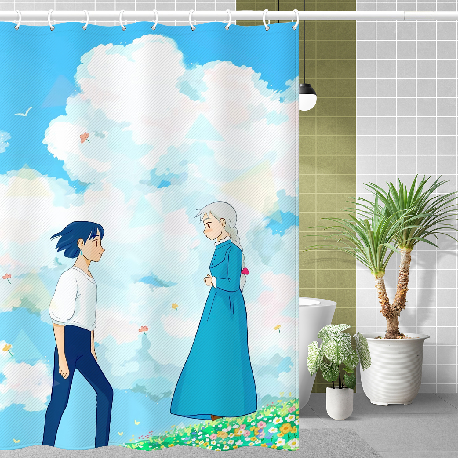 免打孔浴帘卫生间隔断防水防霉