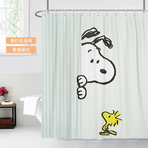 美式卡通史努比浴帘加厚防水