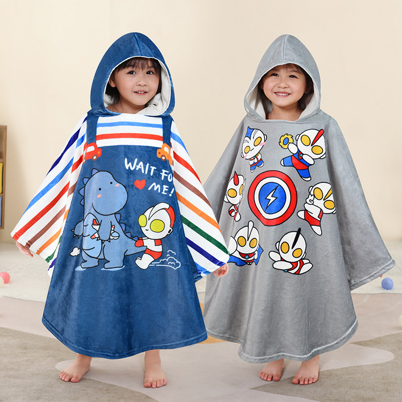 儿童浴巾斗篷浴袍男童可穿洗澡吸水速干游泳套头带帽a类专用新款,婴童用品,浴巾,淘宝优惠券,粉丝福利购,淘宝优惠卷