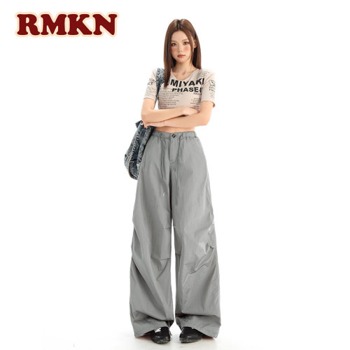 RMKN美式复古阔腿工装裤女夏季高腰宽松抽绳速干百搭休闲运动裤