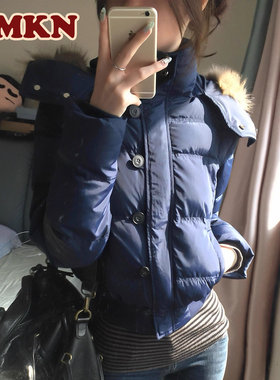 RMKN菲奥娜藏青色棉服女2025冬季新款加厚高级感短款显瘦棉衣外套