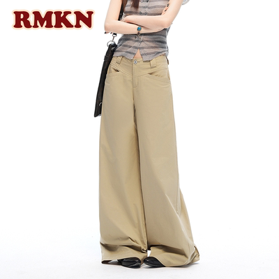 RMKN美式复古低腰阔腿牛仔裤女2026夏季百搭宽松显瘦拖地长裤
