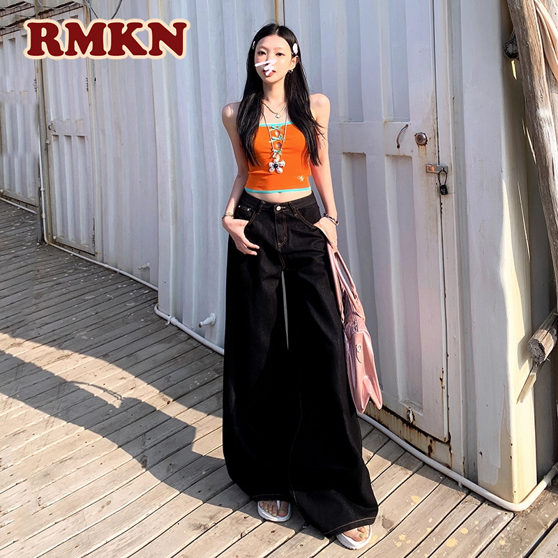 RMKN美式复古牛仔裤显瘦百搭宽松直筒不贴腿垂感裤子高腰阔腿裤女