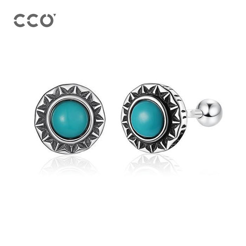 CCO仿绿松石耳钉简约百搭