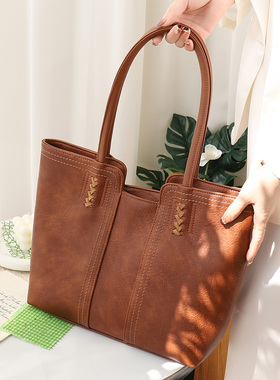 托特包女真皮2026新款大容量通勤包百搭单肩包高级手提14寸电脑包