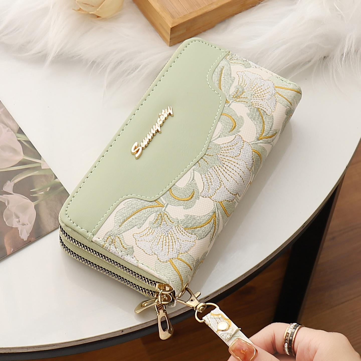 2025新款国风印花大容量钱包卡包