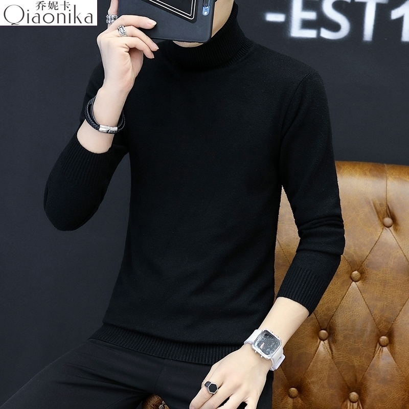 纯色全黑净版西装打底高领毛衣男内搭ins长岭高龄脖里面穿的衣服