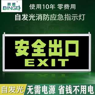 自发光安全出口指示牌消防应急疏散指示灯夜光荧光停电无需电源