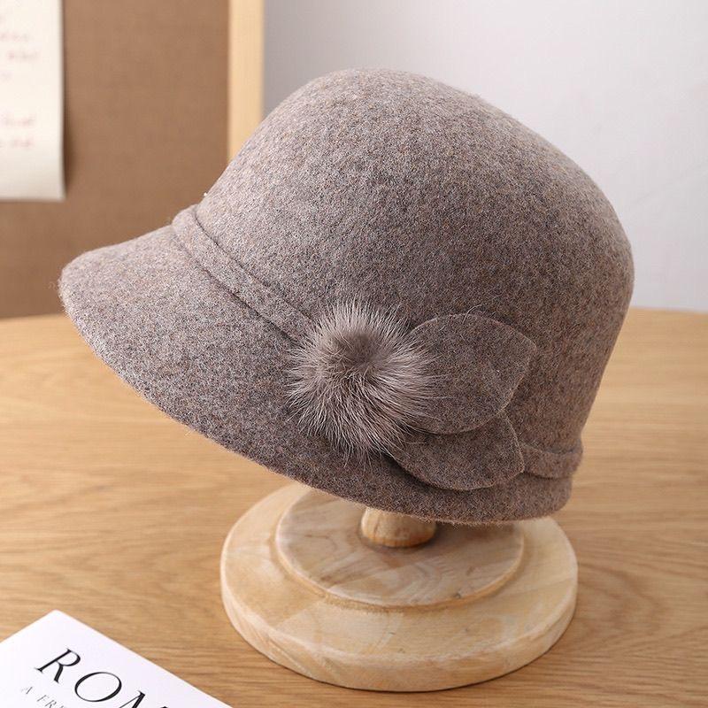 中老年人帽子妈妈羊毛呢秋冬天