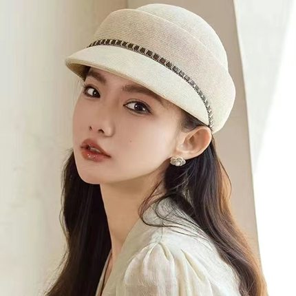 英伦优雅马术帽子女夏季薄款透气防晒鸭舌帽出游减龄显脸小太阳帽