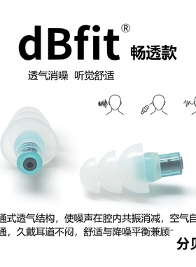 dBfit滤噪留声耳塞静噪舒适睡眠透气消噪工作学习降噪防噪音