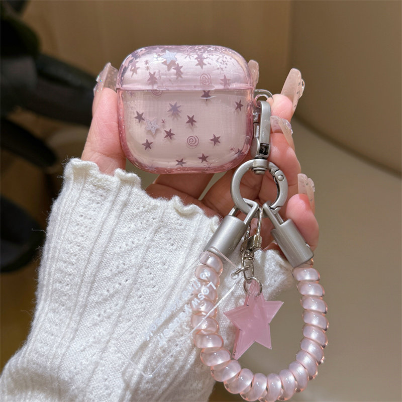 半透闪粉星星适用苹果airpods4代耳机保护套Airpods5新3代pro2/AirpodsPro3耳机壳无线蓝牙二代三代女