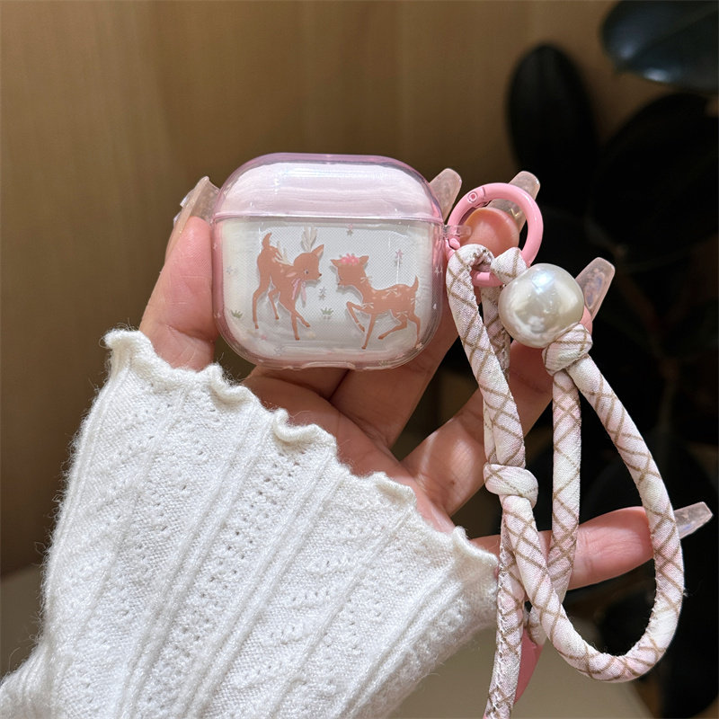 ins韩系撞色小鹿适用苹果airpods4代耳机保护套Airpods5新3代pro2/AirpodsPro3耳机壳无线蓝牙二代三代女