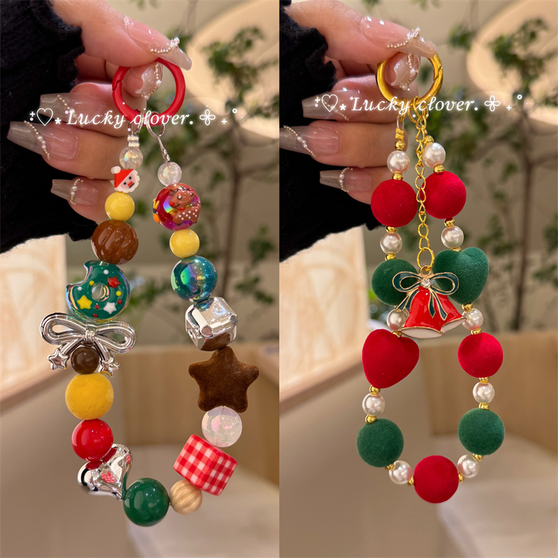精美圣诞串珠手机链包包挂件钥匙扣闺蜜礼物防摔ins风手机壳挂链