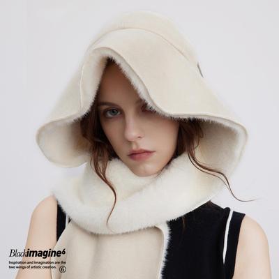 皮毛一体围巾帽imagine6显脸小女