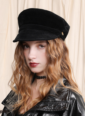 black imagine6｜时髦百搭麂皮绒贝雷帽骑士帽秋冬保暖防风