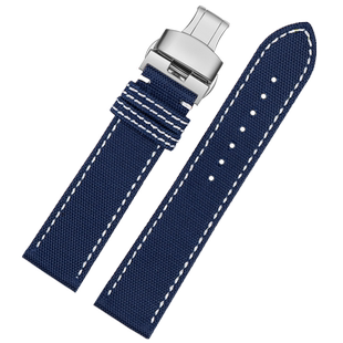 尼龙真皮手表带代用百年灵黑鸟侦察机复仇者挑战者超级海洋男22mm