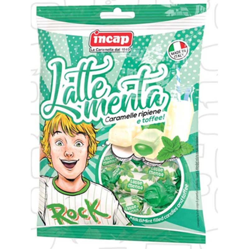 5袋因卡普波普系列牛奶薄荷味夹心糖果 125g*5