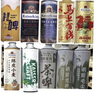 4瓶凯撒王1L*4原浆扎啤黑白啤酒龙井毛尖茉莉花陈皮小麦桂花38口