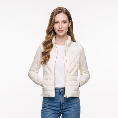 2026秋冬鸭绒短款拼接袖羽绒服女