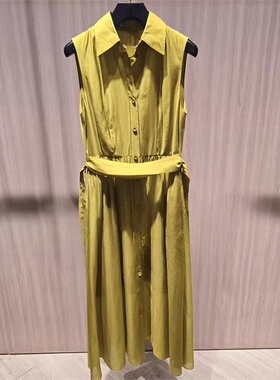 歌家商场同款2026春夏新款莱赛尔无袖收腰衬衫连衣裙女EWE372Y018
