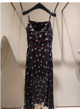 现货速发歌家商场同款24夏季新款复古碎花吊带连衣裙女EWE353Y108