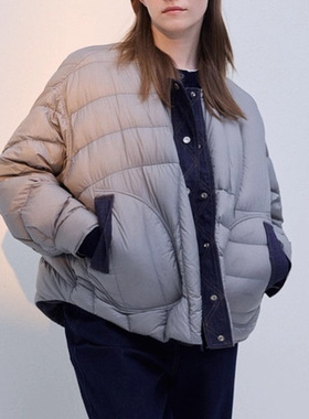 现货速发商场同款两面羽绒服女2025冬百宽松拼牛仔254MY1474