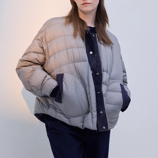 现货速发商场同款 两面羽绒服女2025冬百宽松拼牛仔254MY1474