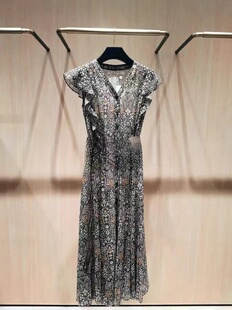 现货速发歌家商场同款 轻薄雪纺古典印花连衣裙女EWW353Y007 24夏季