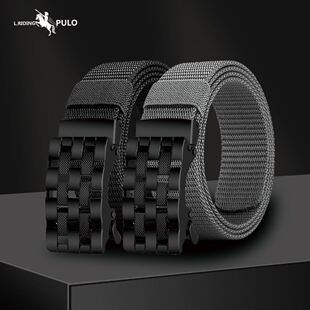 帆布商务自动扣皮带编织尼龙裤带青年休闲男士军款本命年红腰带07