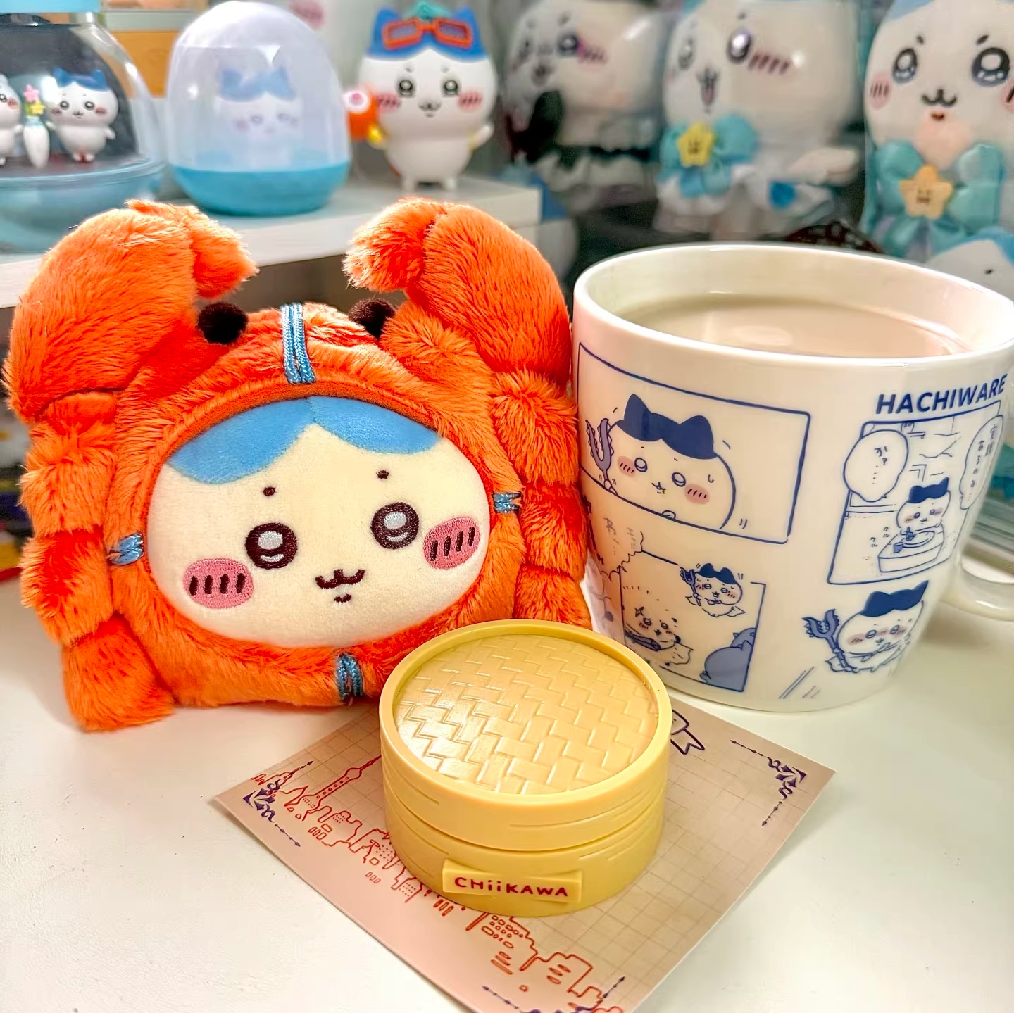 正版chiikawa上海限定吉伊卡哇大闸蟹毛绒玩偶公仔可爱乌萨奇小八