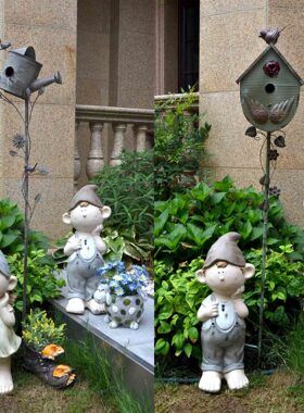 户外庭院创意美式花园铁艺花架鸟窝农家乐装饰工艺品地纯手工牌卡