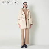 MARYLING玛俪琳冬季 椰肉白皮毛一体皮草中长外套A1CHW9S040
