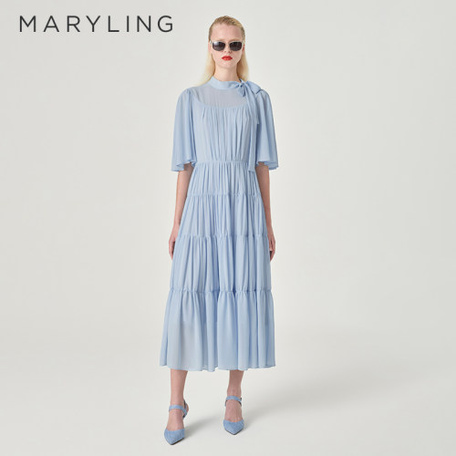 MARYLING水蓝色塔塔连衣裙