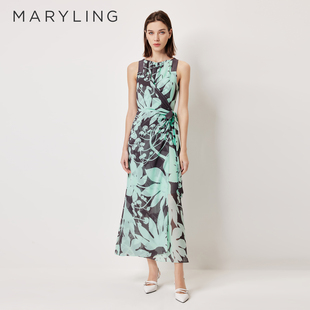 MARYLING玛俪琳2026春季新品艺术感树影印花无袖连衣裙A1GBW61760