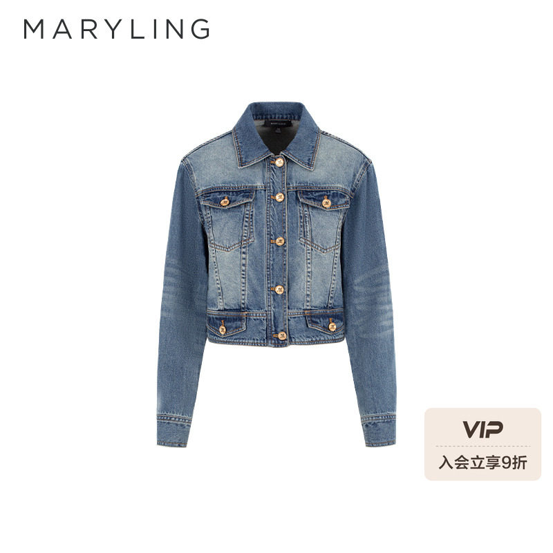 MARYLING短箱型多口袋牛仔外套