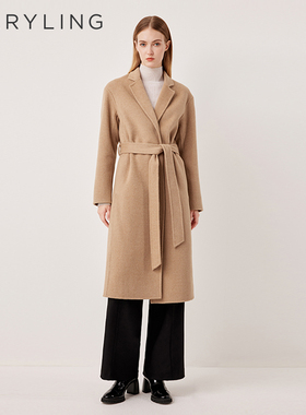 MARYLING玛俪琳2025秋冬新品高级感翻领浴袍式系带大衣A1FHW93520