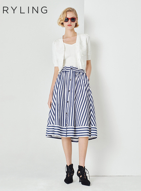 MARYLING玛俪琳春秋新品白色菱格V领针织开衫上衣A1DBW08750