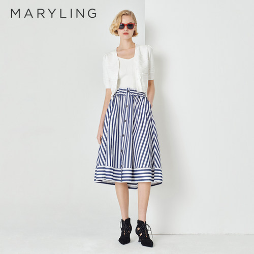 MARYLING白色V领针织开衫
