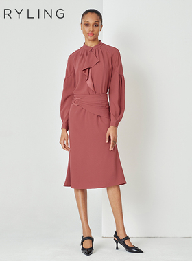 MARYLING玛俪琳春秋新品砖红收腰鱼尾包臀半身裙A1DBW72220