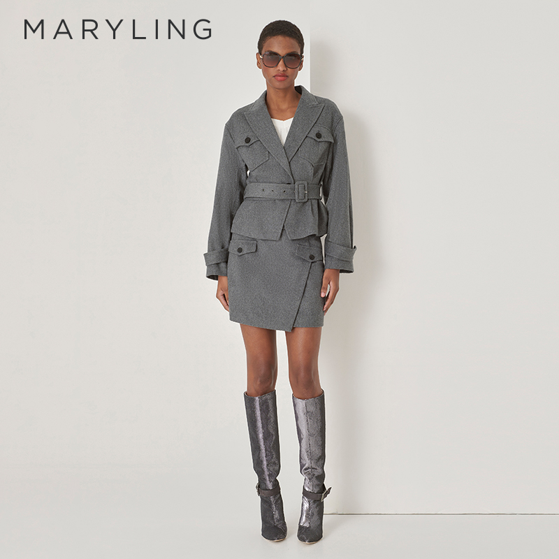 MARYLING灰色小A半身裙