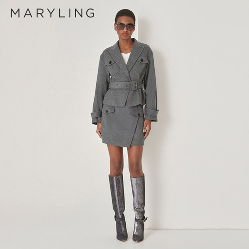 MARYLING灰色小A半身裙