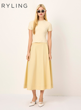 MARYLING玛俪琳2025春季新品米白色圆领格纹针织上衣A1FCW01160