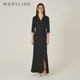 MARYLING玛俪琳初秋新品 礼服裙A1EFW68050 黑色翻尖领中袖
