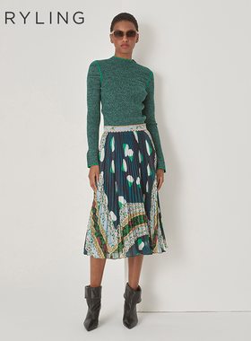 MARYLING玛俪琳秋季新品香草绿羊毛针织衫圆领上衣A1DGW03320