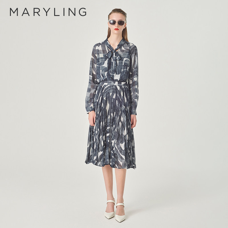 MARYLING黑白笔触画印花上衣图片