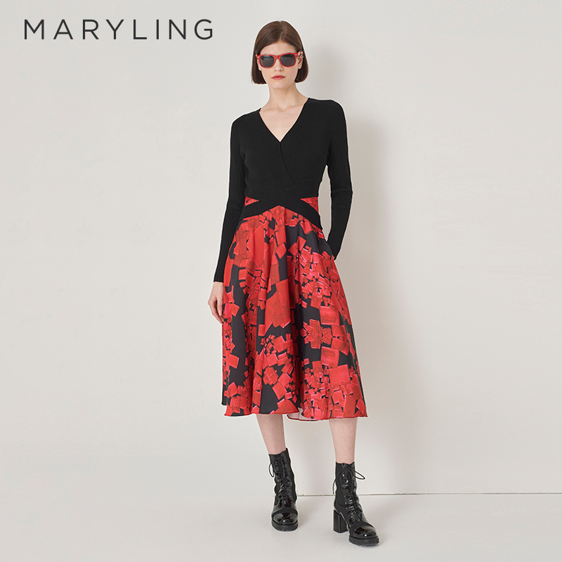 MARYLING印花针织连衣裙
