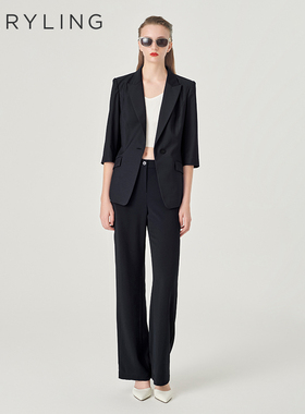 MARYLING玛俪琳春季新品午夜蓝垂感直筒西装裤A1EBW51440